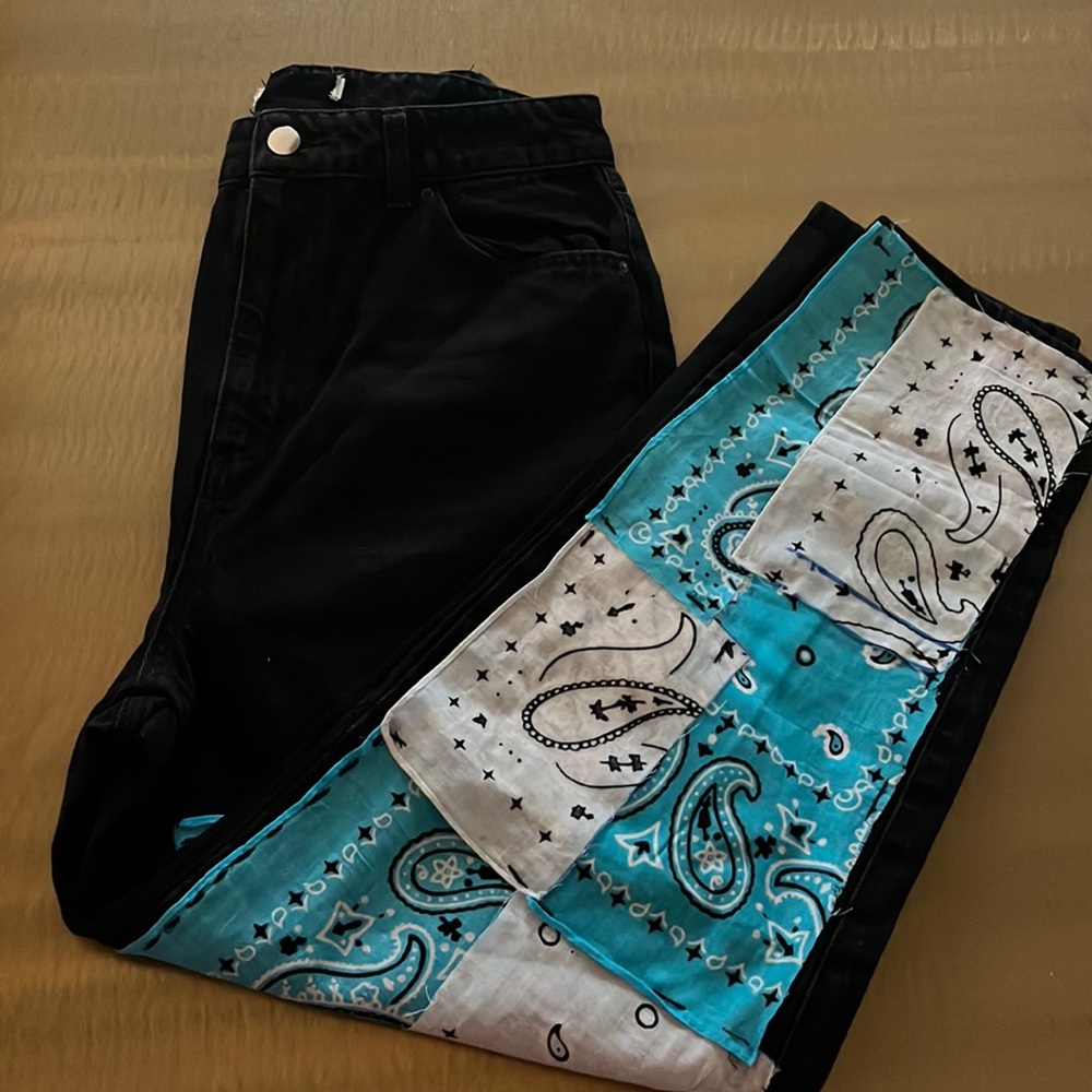 Black Patchwork Jeans - image 1